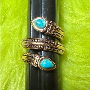 Studio Barse Gold-Tone Ring with Turquoise Accents